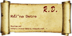 Róna Detre névjegykártya